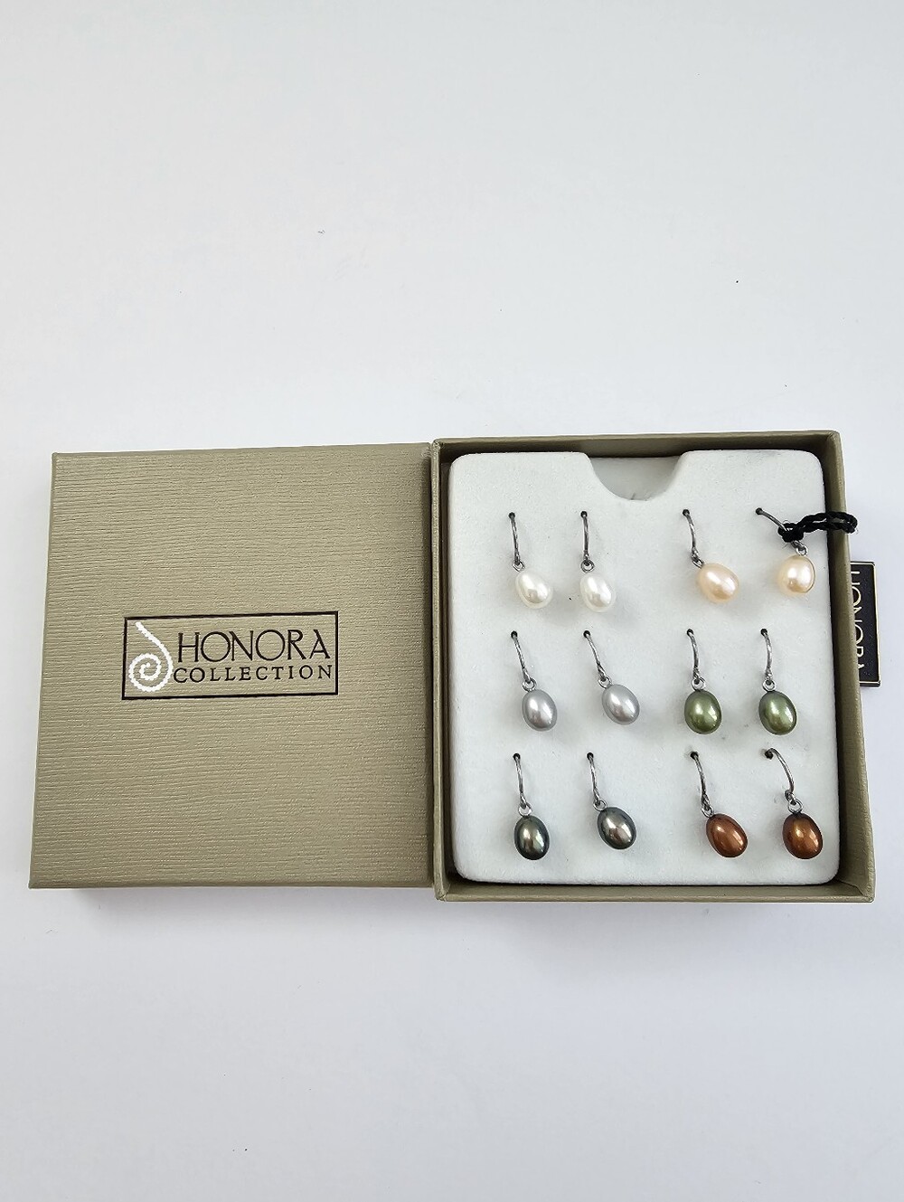 Honora Collection Sterling Silver Cultured Pearl Drop Earring Set 6 Pairs Boxed